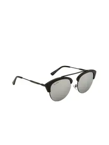 Ted Smith Women Mirrored Lens & Black Browline Sunglasses with UV Protected Lens