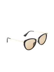 Ted Smith Women Brown Lens & Black Cateye Sunglasses with UV Protected Lens