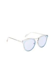 Ted Smith Women Blue Lens & Blue Cateye Sunglasses with UV Protected Lens