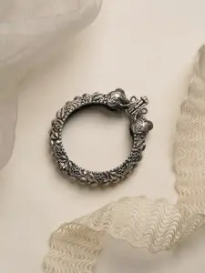TEEJH Silver-Plated Oxidised Suvarna Bangle