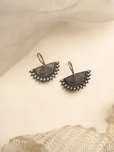 TEEJH Silver-Toned Aiyra Contemporary Oxidised Drop Earrings