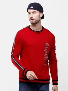 ARDEUR Men Red Typography Printed Sweatshirt