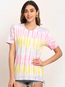 Ennoble Women Multicoloured Tie and Dye Dyed Loose T-shirt