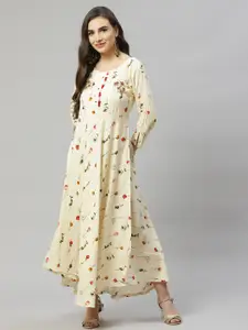 HIGHLIGHT FASHION EXPORT White Floral A-Line Maxi Dress