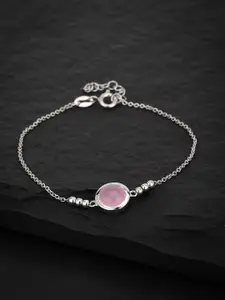 VANBELLE VANBELLE Women 925 Sterling Silver & Pink Rhodium-Plated Charm Bracelet