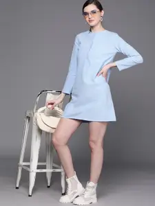 JC Mode Blue Solid Shirt Dress