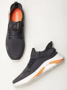 ABROS Men Grey & Orange Mesh Running Shoes