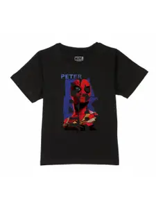 Marvel by Wear Your Mind Boys Black Spiderman Printed Pure Cotton T-shirt