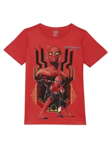 Marvel by Wear Your Mind Boys Red Printed Applique T-shirt