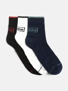ADIDAS Men Navy Blue & White Pack of 3 Ankle Legth Socks