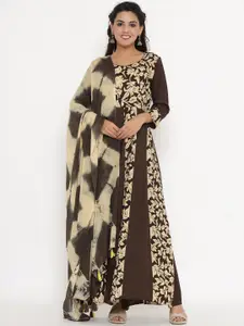 VEDANA Woman Brown Dyed Ethnic Maxi Dress