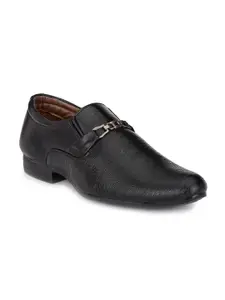 John Karsun Men Black Textured Formal Shoes