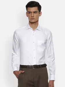 Louis Philippe Men White Regular Fit Self Design Pure Cotton Formal Shirt