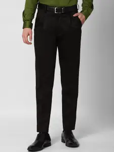 Peter England Casuals Men Black Pleated Trousers