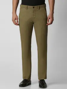 V Dot Men Olive Green Slim Fit Trousers