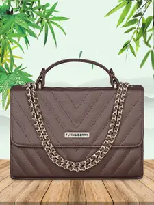 FLYING BERRY Brown Embellished PU Structured Satchel with Quilted