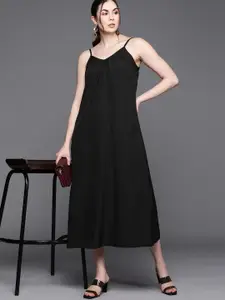 JC Mode Women Black A-Line Midi Dress