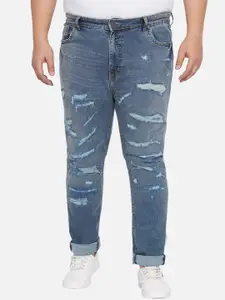 John Pride Men Plus Size Highly Distressed Light Faded Stretchable Jeans