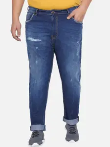 John Pride Plus Size Men Mildly Distressed Stretchable Light Fade Jeans