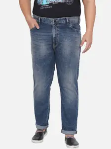 John Pride Men Plus Size Blue Regular Fit Mid-Rise Heavy Fade Stretchable Jeans
