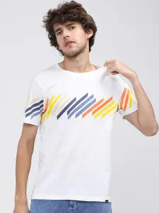 HIGHLANDER Men White Printed Slim Fit T-shirt