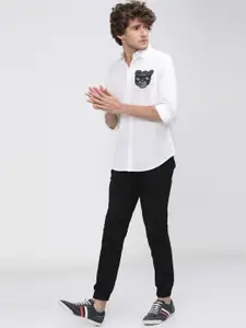 HIGHLANDER Men White Slim Fit Casual Shirt