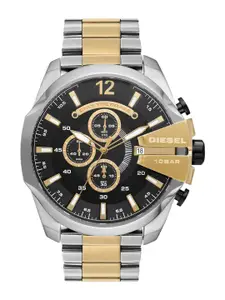 DIESEL Men Black Dial & Multicoloured Stainless Steel Bracelet Style Straps Analogue Watch