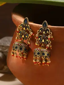 Voylla Gold-Plated Arabian Nights Antique Brass Jhumka Earrings