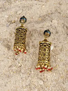 Voylla Gold-Toned Arabian Nights Antique Jhumka Earrings