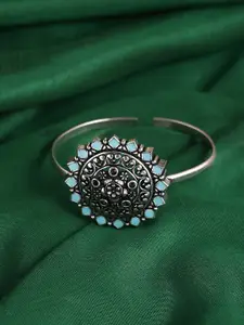 Voylla Women Silver-Toned & Blue Arabian Nights Antique Oxidised Bracelets