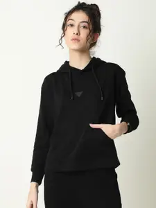 RAREISM Women Black Hooded Sweatshirt