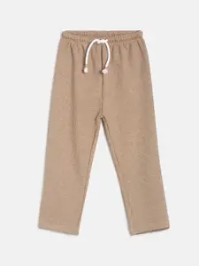 MINI KLUB Boys Beige Solid Pure Cotton Track Pants
