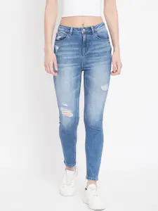 Madame Women Blue Skinny Fit Mildly Distressed Heavy Fade Jeans