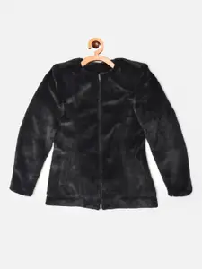 Crimsoune Club Girls Black Solid Round Neck Blazer