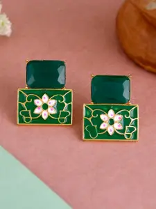 Silvermerc Designs Green Square Studs Earrings