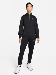 Nike Men Black Brand Logo Printed Poly Knit Track Suit