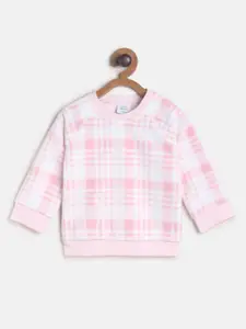MINI KLUB Girls Pink & White Checked Sweatshirt