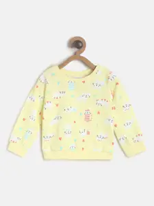 MINI KLUB Girls Yellow Printed Sweatshirt