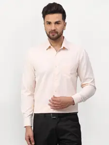 JAINISH Men Peach-Coloured Comfort Pure Cotton Formal Shirt
