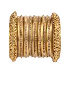 Efulgenz Set Of 25 Gold-Plated Crystal-Studded Bangles