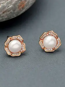 AMI Rose Gold Contemporary Studs Earrings