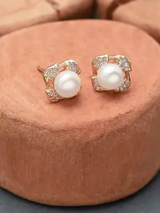 AMI Rose Gold Contemporary Studs Earrings