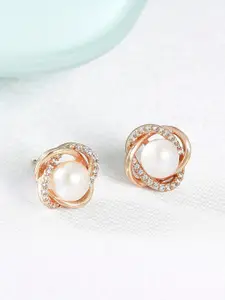AMI Rose Gold Contemporary Studs Earrings