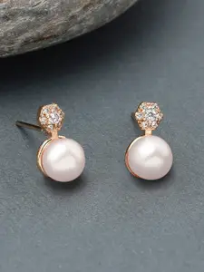 AMI Rose Gold & White Contemporary Studs Earrings