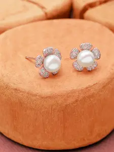 AMI Rose Gold Contemporary Studs Earrings