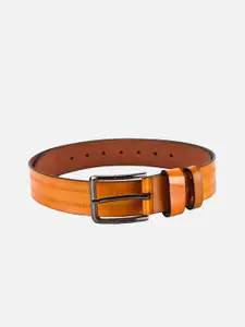 BuckleUp Men Tan Textured Leather Casual Belt