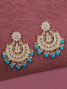 LIVE EVIL Gold-Plated White & Blue Floral Drop Earrings