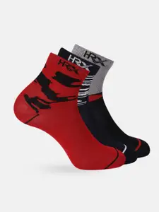 HRX by Hrithik Roshan Men Pack of 3 Patterned Ankle Length Socks