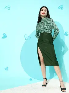 QUIERO Women Green Solid A-line Skirt