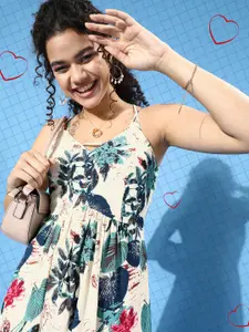 Berrylush Tropical Print Mini Dress